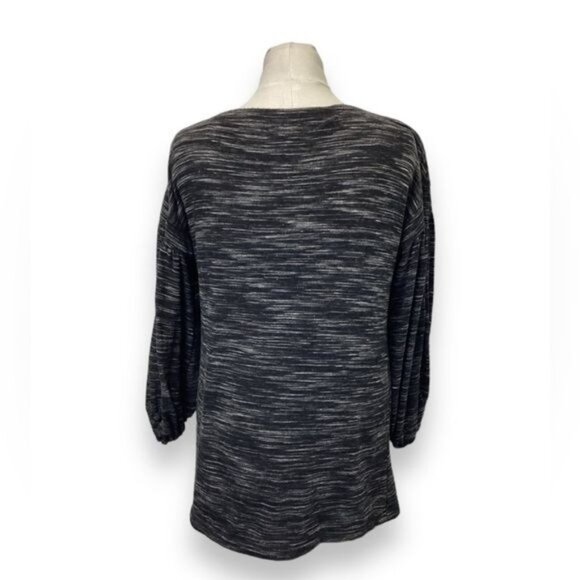 Max Edition Women’s Oversized Balloon Sleeve Marled Sweater, Black, size M - Picture 4 of 7